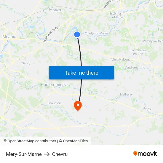 Mery-Sur-Marne to Chevru map