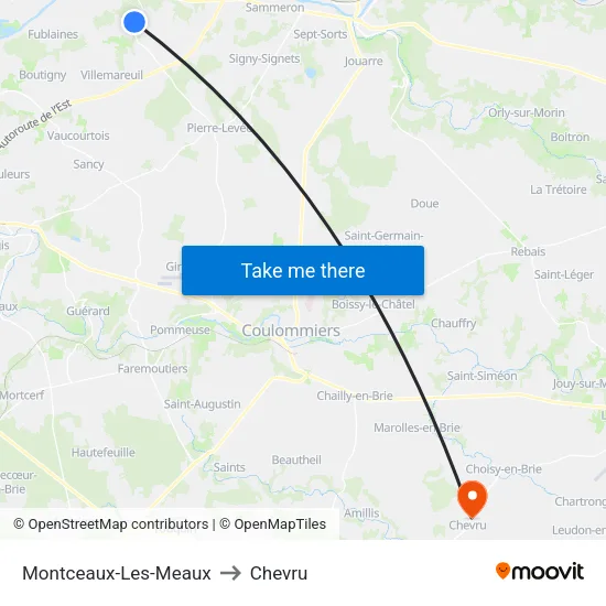 Montceaux-Les-Meaux to Chevru map