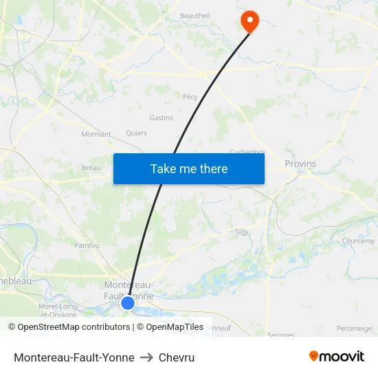 Montereau-Fault-Yonne to Chevru map
