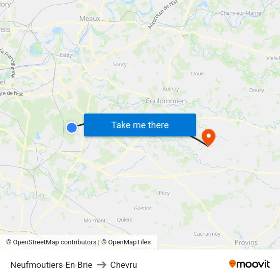 Neufmoutiers-En-Brie to Chevru map