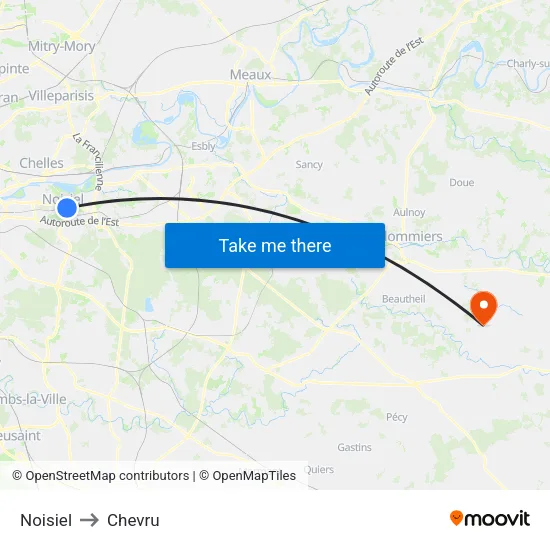 Noisiel to Chevru map