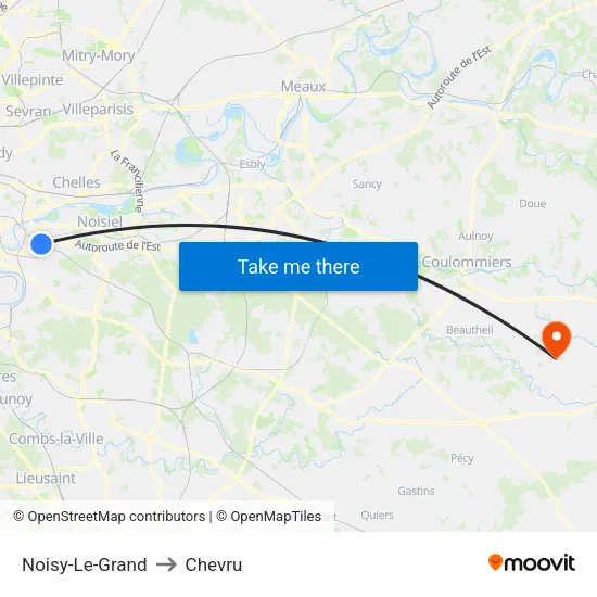 Noisy-Le-Grand to Chevru map