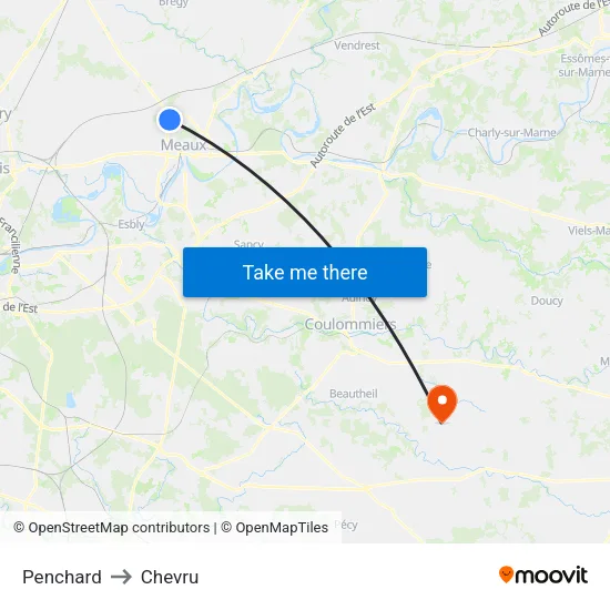Penchard to Chevru map