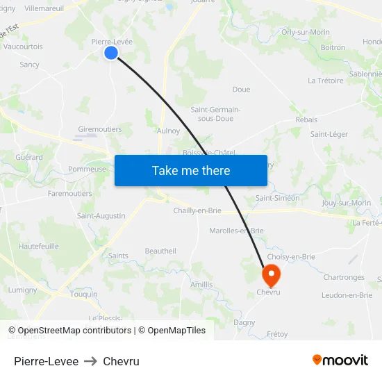 Pierre-Levee to Chevru map