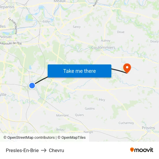 Presles-En-Brie to Chevru map