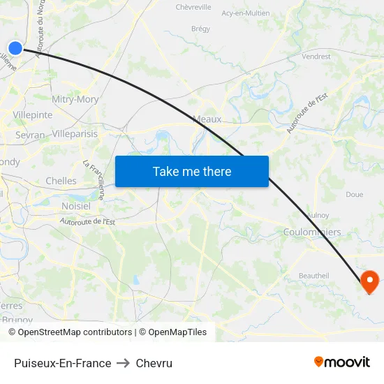 Puiseux-En-France to Chevru map
