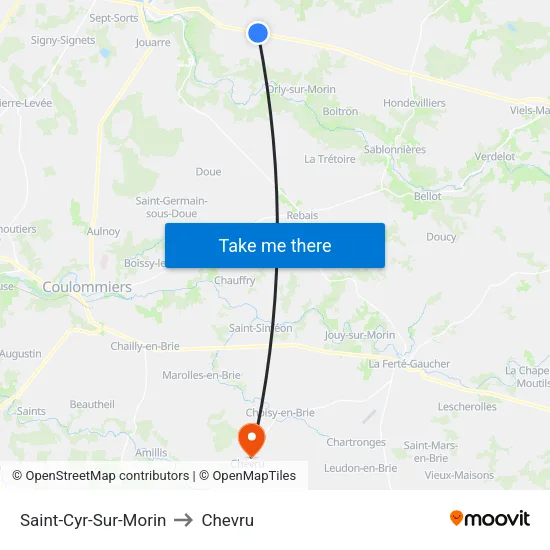 Saint-Cyr-Sur-Morin to Chevru map