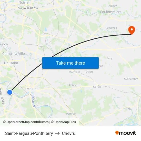 Saint-Fargeau-Ponthierry to Chevru map
