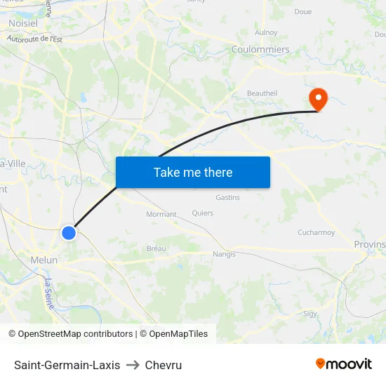 Saint-Germain-Laxis to Chevru map