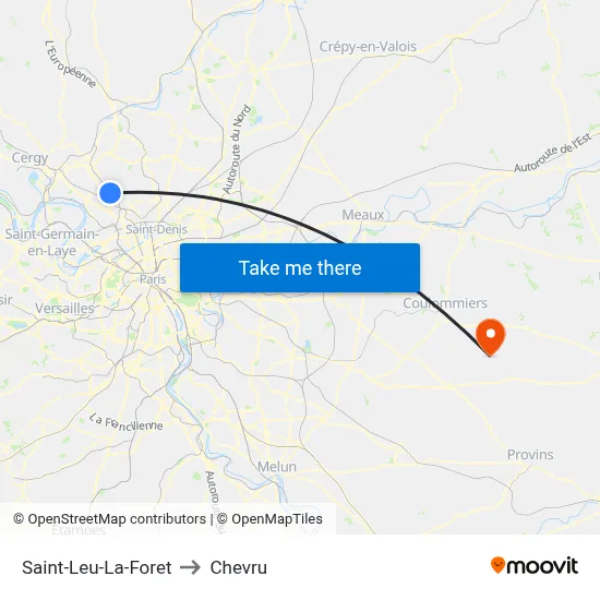 Saint-Leu-La-Foret to Chevru map