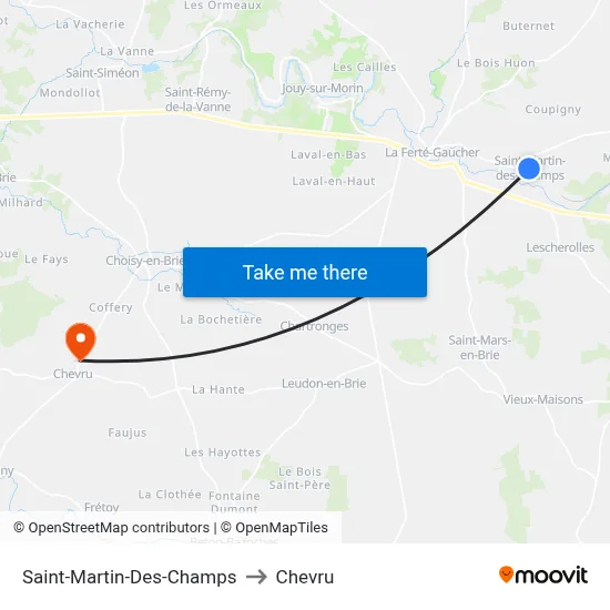 Saint-Martin-Des-Champs to Chevru map