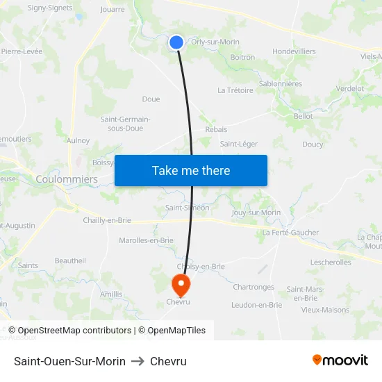 Saint-Ouen-Sur-Morin to Chevru map