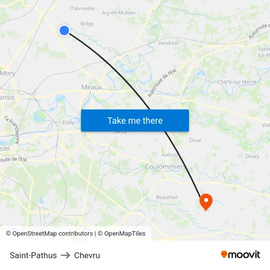 Saint-Pathus to Chevru map