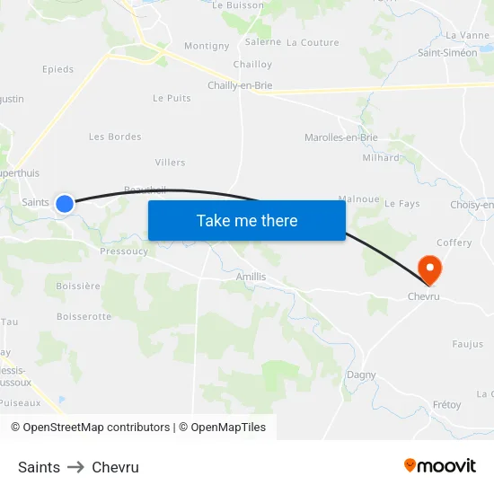 Saints to Chevru map