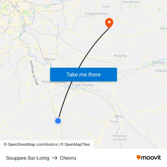 Souppes-Sur-Loing to Chevru map