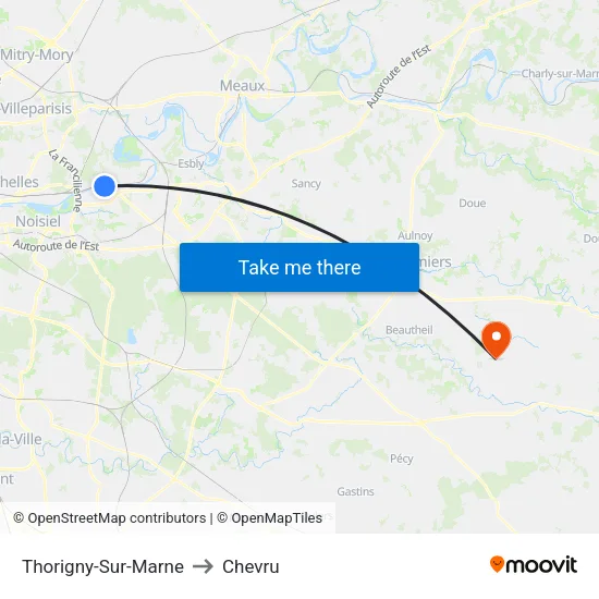 Thorigny-Sur-Marne to Chevru map