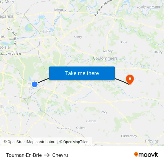 Tournan-En-Brie to Chevru map