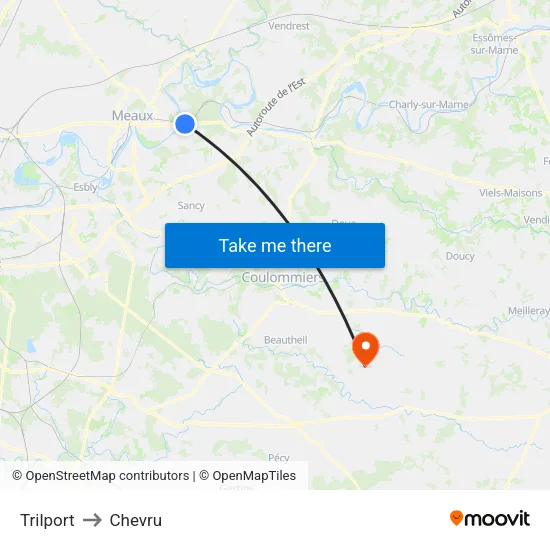 Trilport to Chevru map