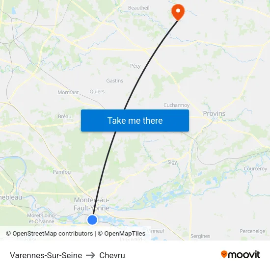 Varennes-Sur-Seine to Chevru map