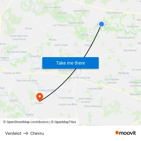 Verdelot to Chevru map