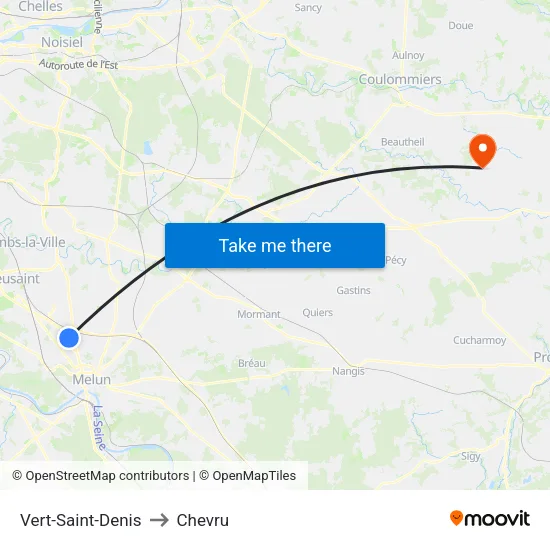 Vert-Saint-Denis to Chevru map