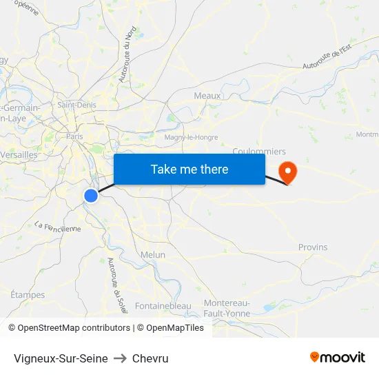 Vigneux-Sur-Seine to Chevru map