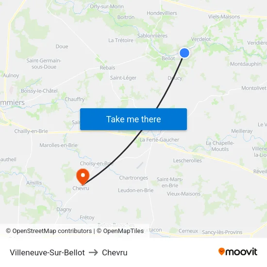 Villeneuve-Sur-Bellot to Chevru map