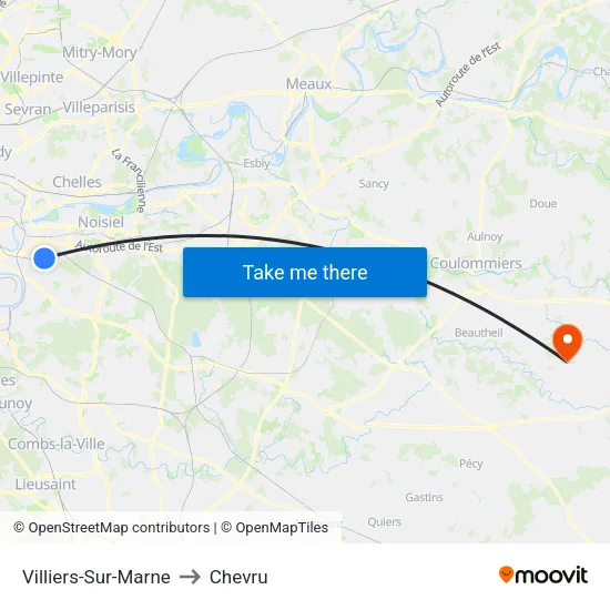 Villiers-Sur-Marne to Chevru map