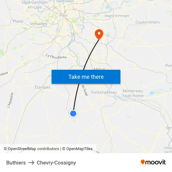 Buthiers to Chevry-Cossigny map