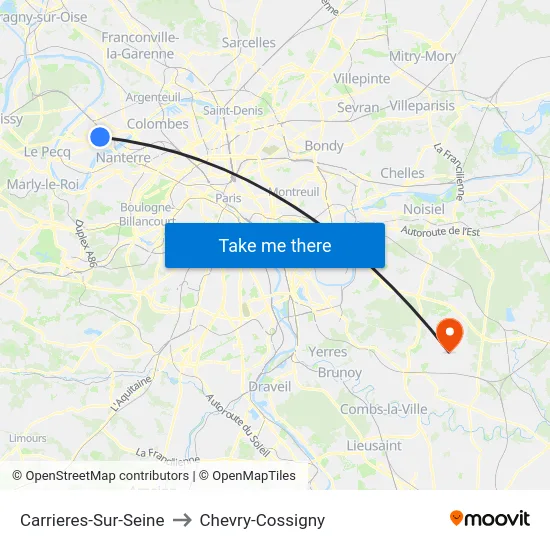 Carrieres-Sur-Seine to Chevry-Cossigny map