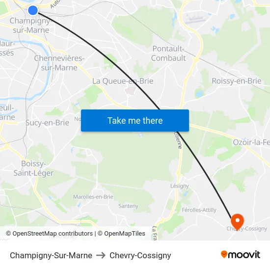 Champigny-Sur-Marne to Chevry-Cossigny map