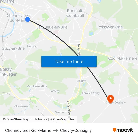 Chennevieres-Sur-Marne to Chevry-Cossigny map