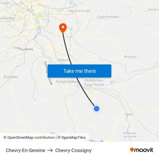 Chevry-En-Sereine to Chevry-Cossigny map