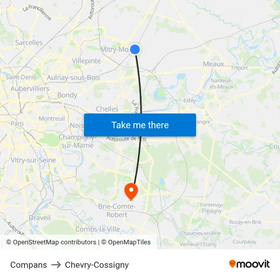 Compans to Chevry-Cossigny map