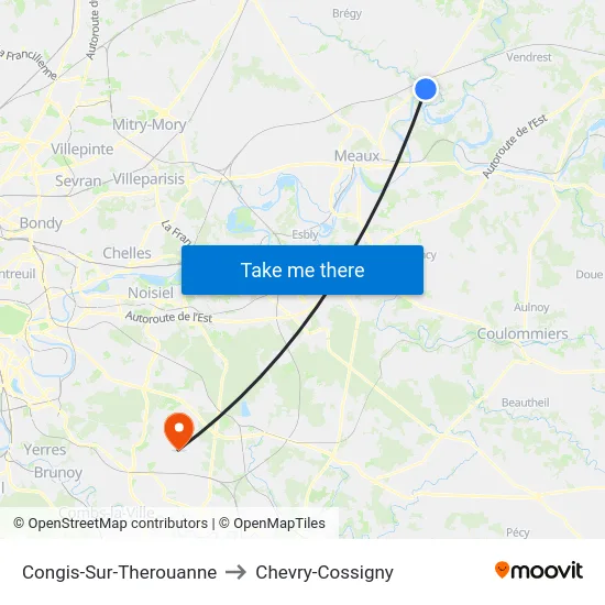 Congis-Sur-Therouanne to Chevry-Cossigny map