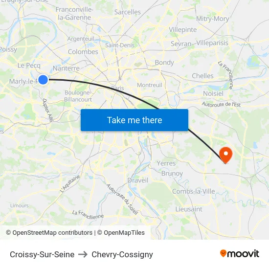 Croissy-Sur-Seine to Chevry-Cossigny map