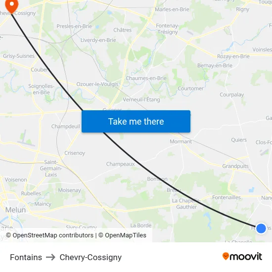 Fontains to Chevry-Cossigny map