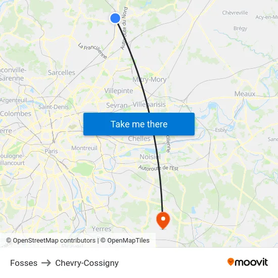 Fosses to Chevry-Cossigny map