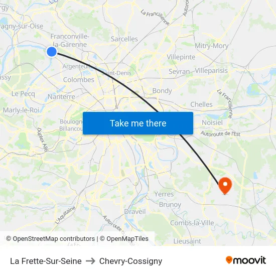 La Frette-Sur-Seine to Chevry-Cossigny map