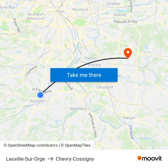 Leuville-Sur-Orge to Chevry-Cossigny map