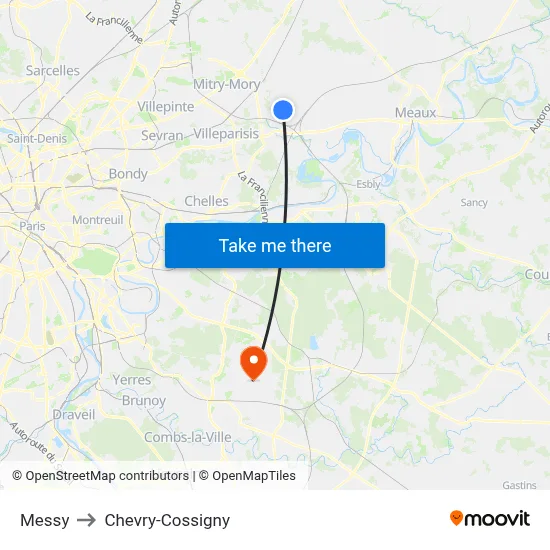Messy to Chevry-Cossigny map