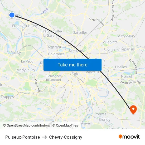 Puiseux-Pontoise to Chevry-Cossigny map