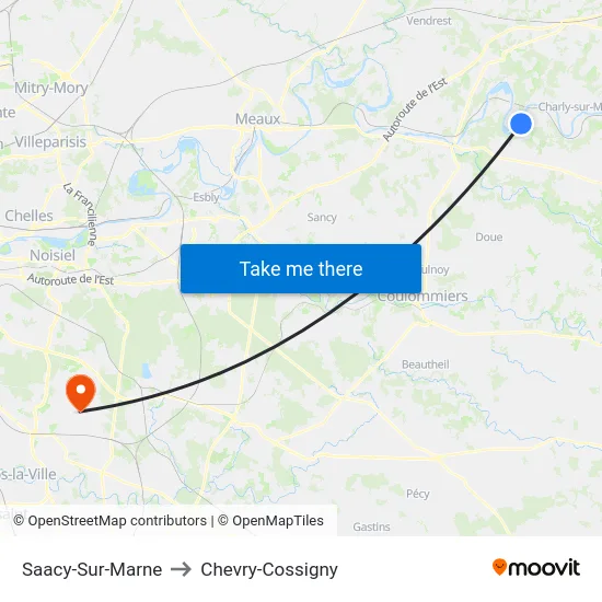Saacy-Sur-Marne to Chevry-Cossigny map