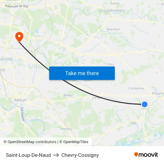 Saint-Loup-De-Naud to Chevry-Cossigny map