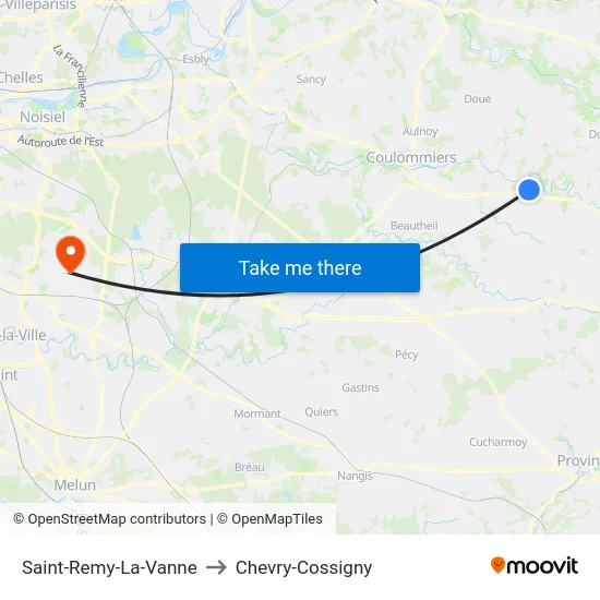 Saint-Remy-La-Vanne to Chevry-Cossigny map