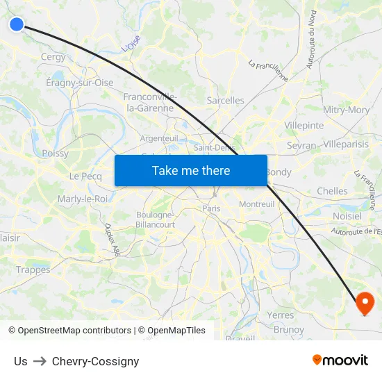 Us to Chevry-Cossigny map