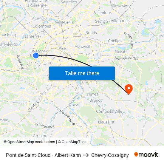 Pont de Saint-Cloud - Albert Kahn to Chevry-Cossigny map
