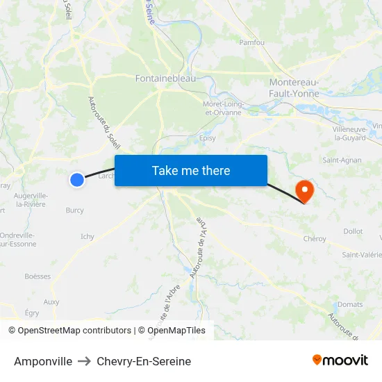 Amponville to Chevry-En-Sereine map