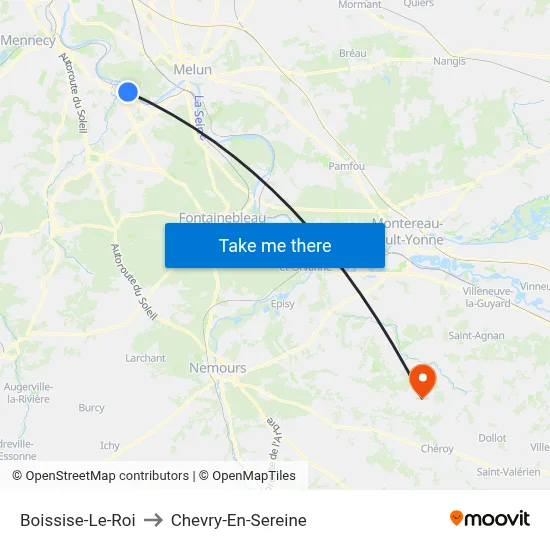 Boissise-Le-Roi to Chevry-En-Sereine map