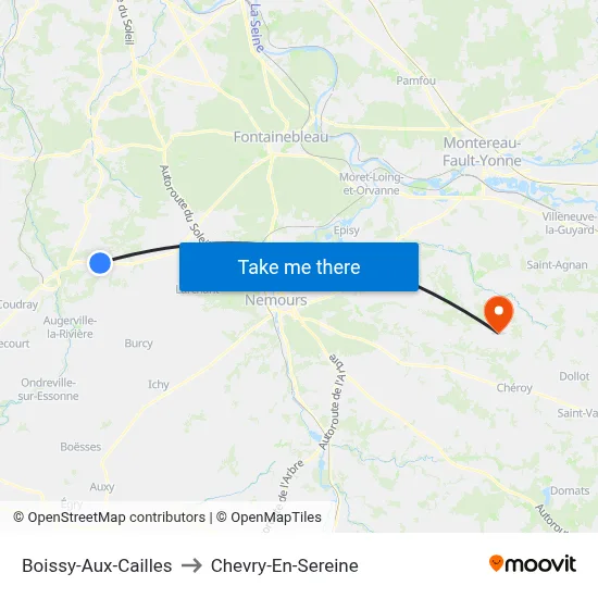 Boissy-Aux-Cailles to Chevry-En-Sereine map